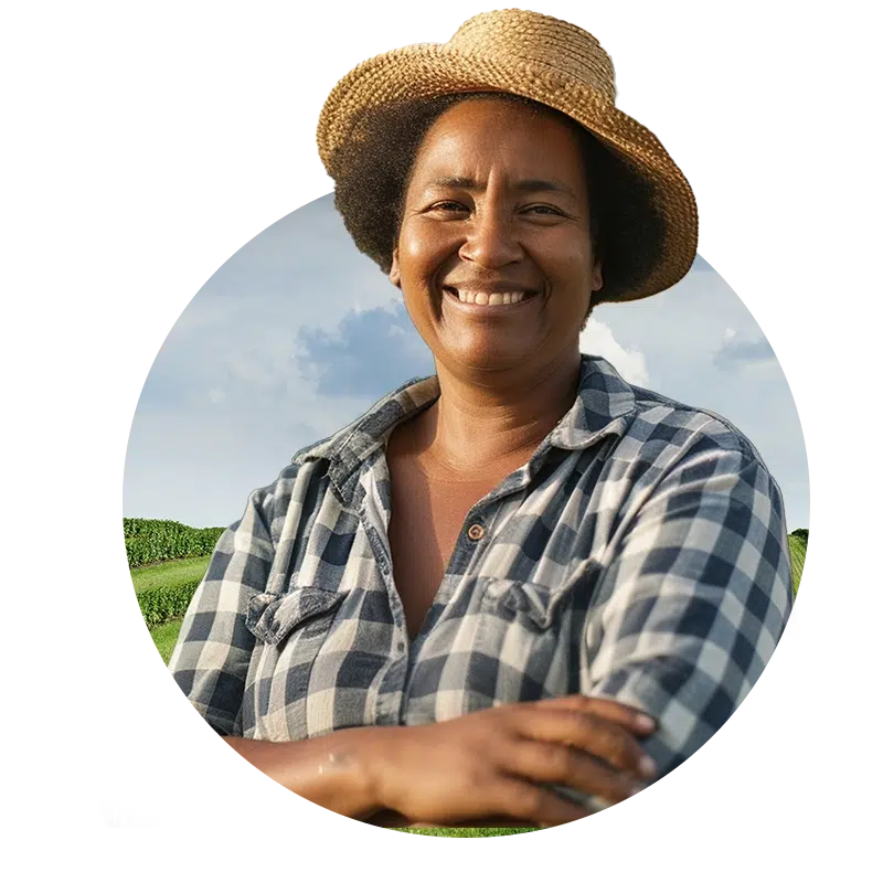 Produtora rural feliz sorrindo